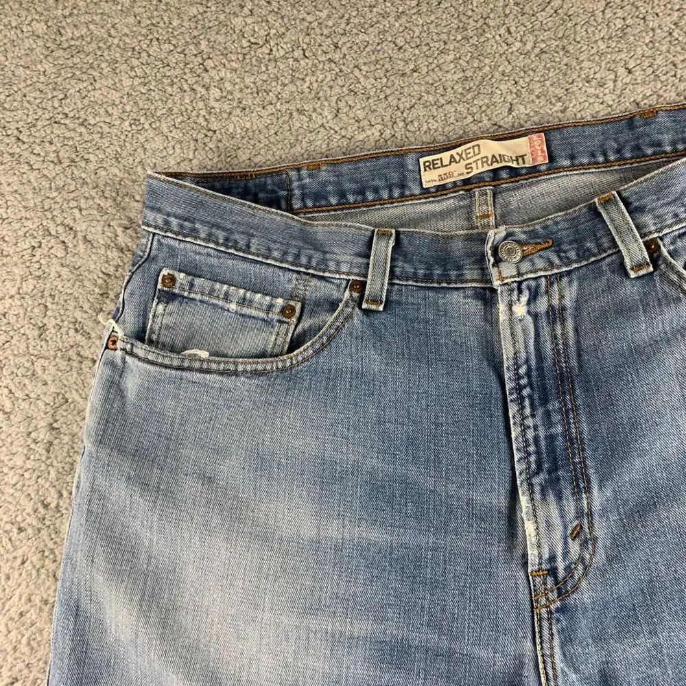 Levi's 559 Jeans Mens 38x32 Blue Relaxed Straight Destroyed Denim‎ Skater 38x31